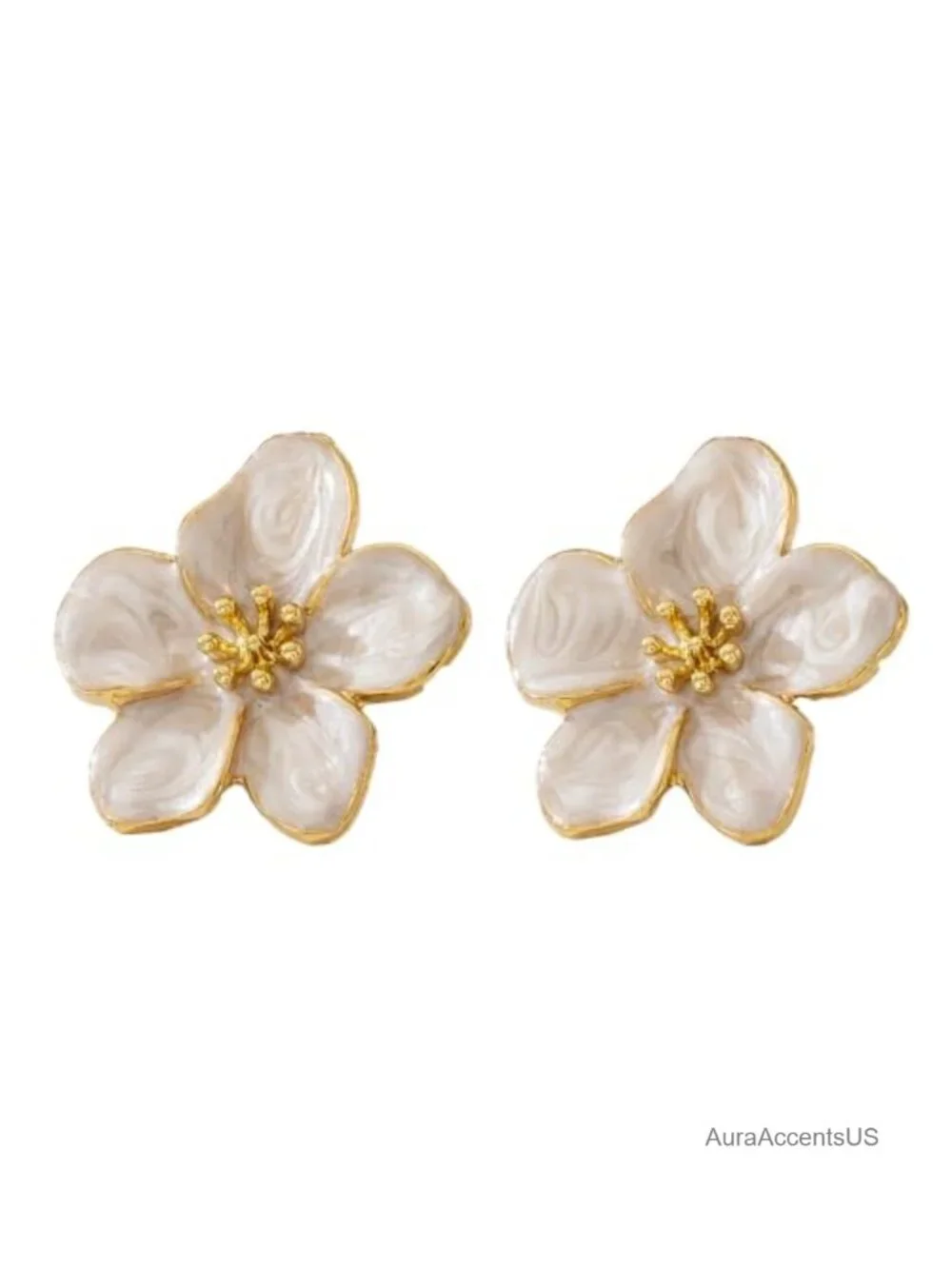 Large White Flower Drop Earrings for Women Boho Statement Jewelry